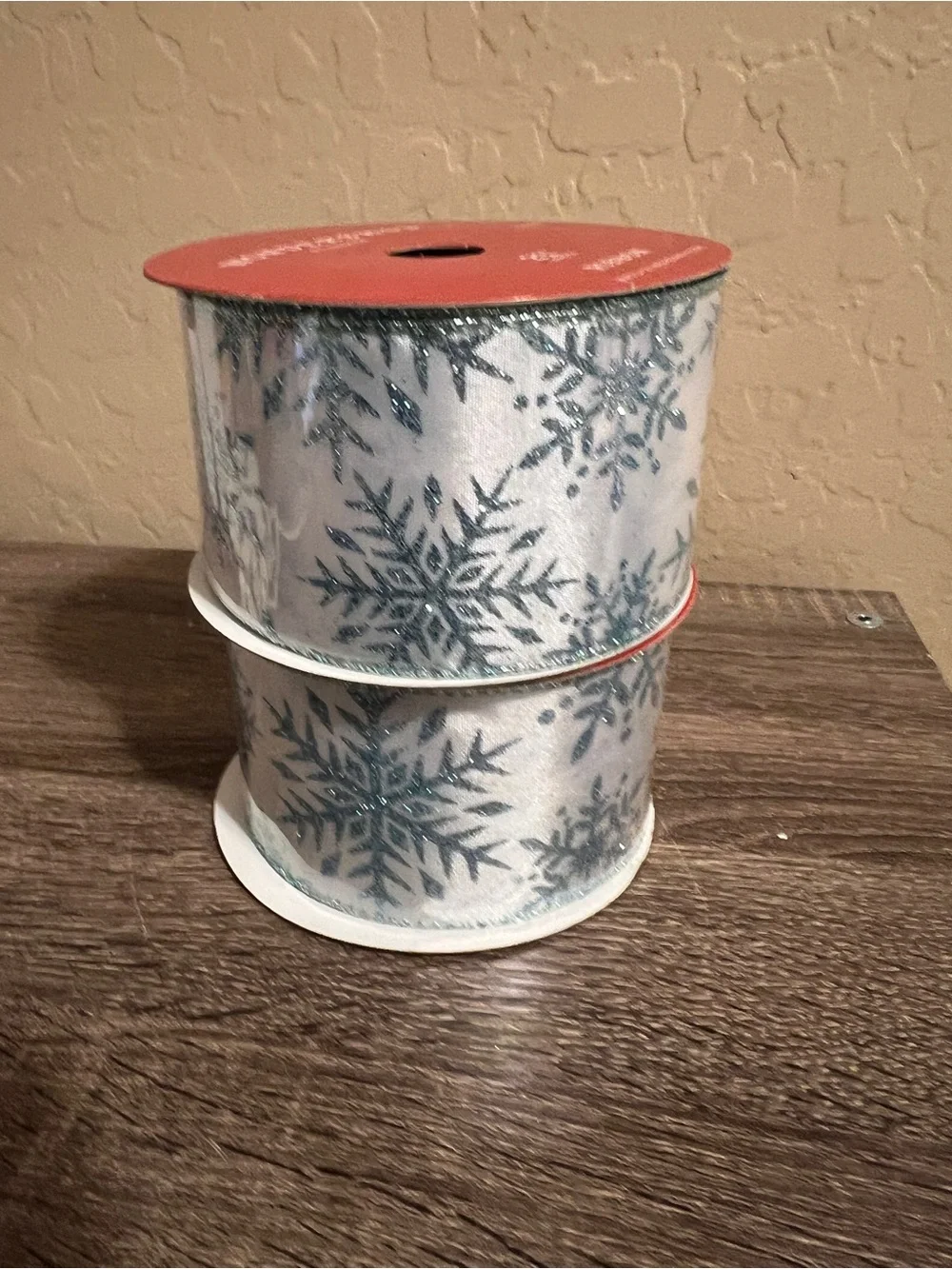 Target Wondershop Ribbon White Blue Glitter Snowflake Christmas Holiday DIY
